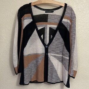 ZOZO Geometric Print Lightweight Knit Cardigan Sweater‎ Top Size L